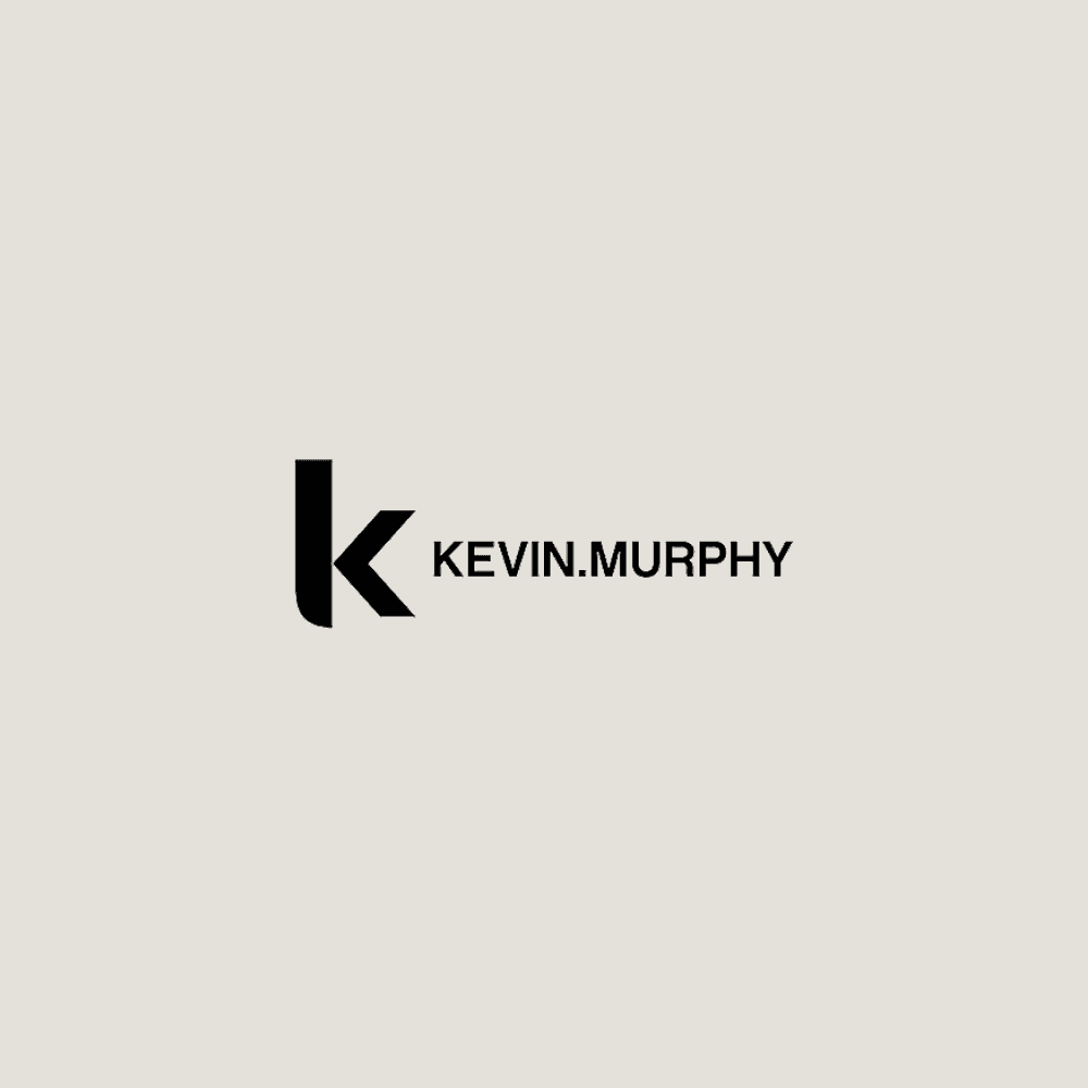 KEVIN.MURPHY logo with a minimalist black 'k' on a light gray background.