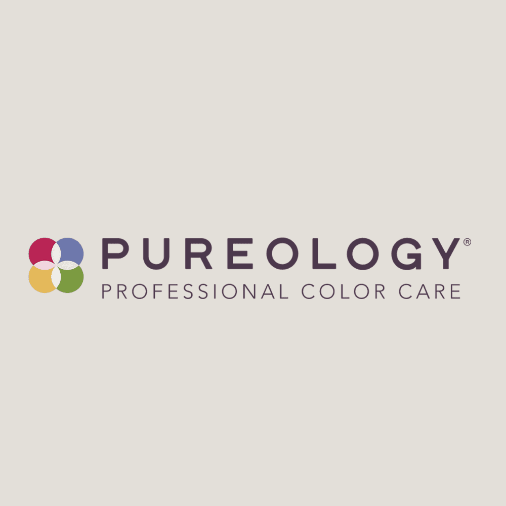 PUREOLOGY logo with tagline "Professional Color Care" and a four-colored flower-like symbol.