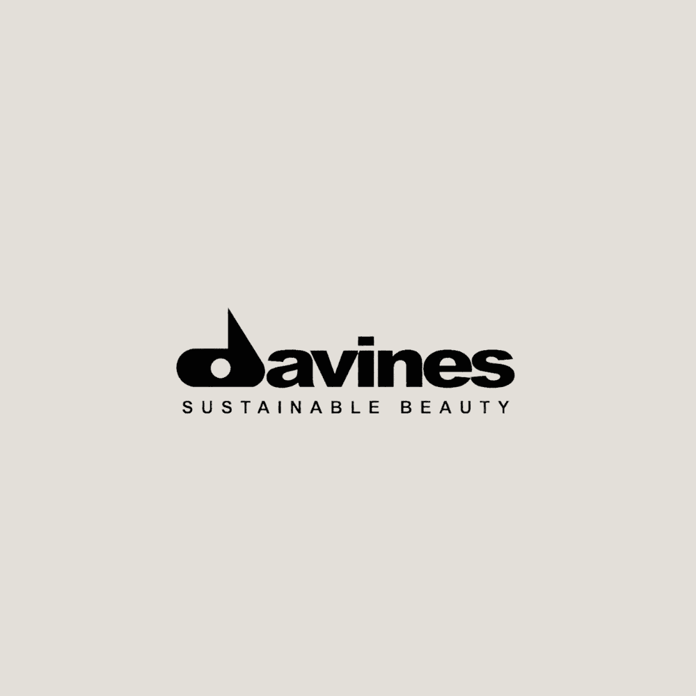 Davines logo with the tagline "Sustainable Beauty" on a light beige background.